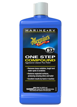 Meguiar's Marine/RV One Step Compound, M6732, Removes Oxidation, Stains, Scratches, and Water Spots, Restores Color and Shine to Fiberglass Gel Coat Finishes, Christmas Gift Ideas for Car Dads, 32 Oz