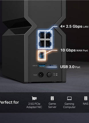 TP-Link Tri-Band BE9700 WiFi 7 Router Archer BE550 Pro 1 × 10G + 4 × 2.5G, USB 3.0 6 Internal Antennas VPN Clients & Server 6GHz Band, Easy-Mesh, HomeShield, MLO, Private IOT