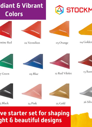 Stockmar Decorating Natural Beeswax Large Sheets - Box of 12 Assorted Colors, Waldorf Art Supplies, Candle Decorating Wax