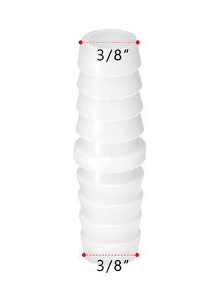 Quickun Plastic Hose Barb Fitting, 3/8" x 3/8" Barbed Splicer Mender Joint Adapter Union Fitting (Pack of 5)