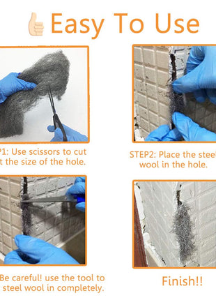 Steel Wool Mice Control, 2 Pack 3 inch x10 Ft Hole Filler, Gap Blocker, Barrier, Protect Against Animals in Holes Holes, Siding, Pipeline, Vents for Garden, House, Garage