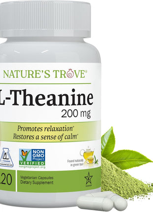 Nature's Trove L-Theanine 200mg 120 Vegetarian Capsules
