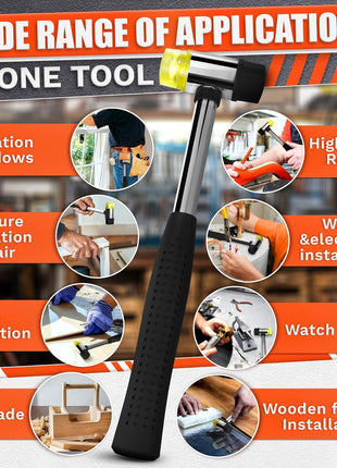 Small Rubber Mallet Hammer – 25 mm Lightweight Double-Sided Rubber and Plastic Head | Non-Slip Ergonomic Grip | Durable, Scratch-Free Tool for Jewelry Making & Repair, Delicate Craft, Furniture Setup