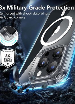 ESR for iPhone 16 Pro Max Case, Compatible with MagSafe, Shockproof Military-Grade Protection, Magnetic Phone Case for iPhone 16 Pro Max, Classic Hybrid Case (HaloLock), Clear