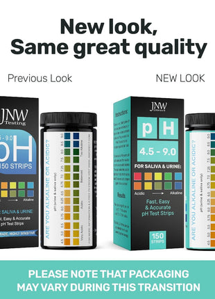 pH Test Strips for Urine and Saliva - 150 Litmus Paper pH Test Strips with Ebook, Quick & Easy pH Level Testing from 4.5-9.0, Ultimate Acidity Test Kit from JNW Direct