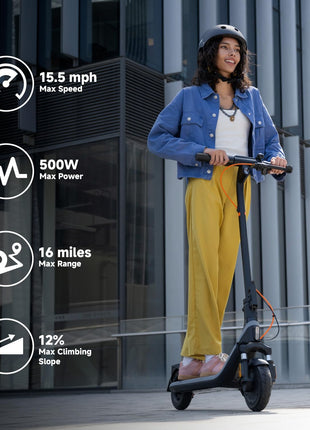 Segway Ninebot E2 Plus II/E2 Pro/E3 Pro Electric Scooter, 15.5–20 MPH, Long Range, Dual Elastomer Suspension (E3 Pro only), Foldable Adult Scooter, UL 2272 & 2271 Certified
