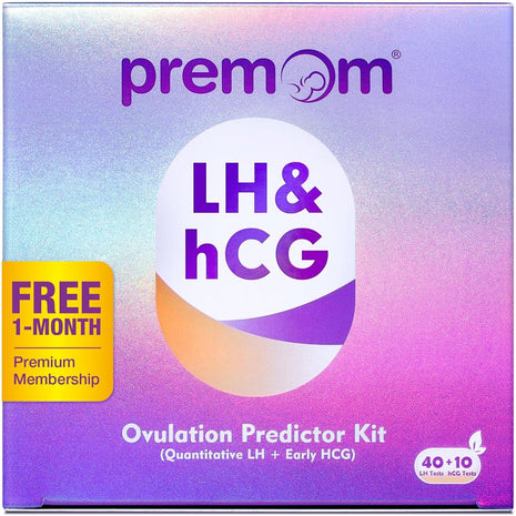 Premom Quantitative Ovulation Predictor Kit for Women | 40 Ovulation Test Strips with Numerical LH Range 0-65 mIU/mL, 10 Pregnancy Test Strips, Premom App Tracking LH Changes