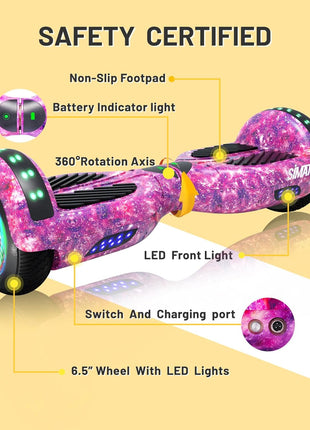SIMATE Hoverboard, Bluetooth All Terrain Hover Boards with LED Lights and APP Control, Gifts for Kids Adults Girls Boys, for All Ages