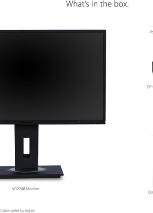 ViewSonic VG2248 22 Inch IPS 1080p Ergonomic Monitor with HDMI DisplayPort USB and 40 Degree Tilt for Home and Office