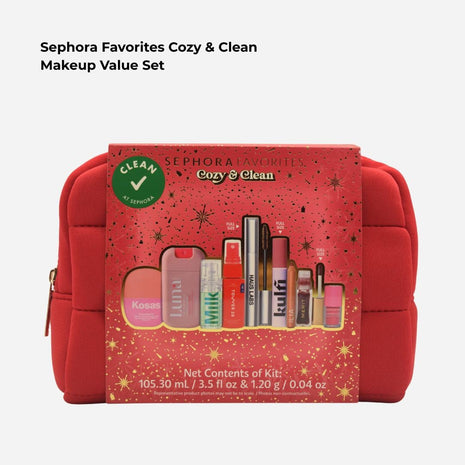 Sephora Cozy & Clean Makeup Holiday Gift Set – 9 Clean Beauty Essentials with Lip, Primer, Mascara & Skincare