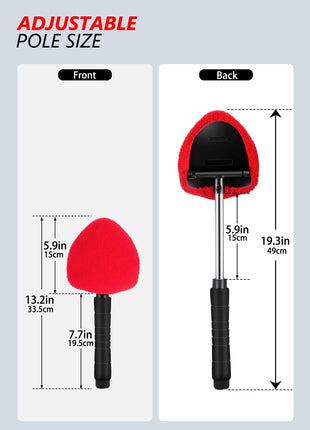 Topmart Windshield Cleaner,Windshield Cleaning Tool with Extendable Handle and Air Vent Duster for Car Interior Exterior,Car Glass Cleaner Kit with Washable Reusable Microfiber Cloth