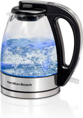 Hamilton Beach Glass Electric Tea Kettle, Water Boiler & Heater, 1 Liter, 1500 Watts for Fast Boiling, BPA Free, Cordless Serving, Auto Shutoff & Boil Dry Protection, Soft Blue LED (40930)