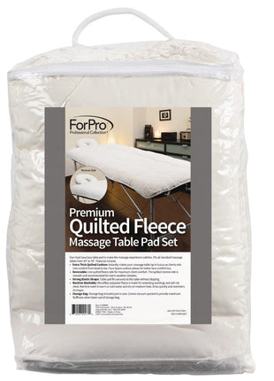 ForPro Premium Quilted Fleece Table Pad Set, Natural, Extra Soft, Hypoallergenic, for Massage Tables, Includes Massage Table Pad and Face Rest Cover