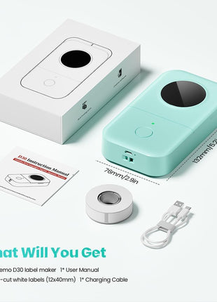 Phomemo D30 Label Maker Machine, Portable Bluetooth Mini Label Printer, Smartphone Handheld Thermal Sticker Small Labeler Multiple Templates Font Icon Inkless Custom Label for Home Kids School Items
