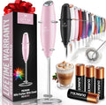 Zulay Powerful Milk Frother (4 Duracell Batteries Included)   Handheld Milk Frother Wand Drink Mixer for Coffee   Powerful Milk Foamer for Cappuccino, Frappe, Matcha & Creamer   Cotton Candy
