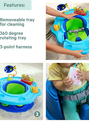 Bright Starts Disney Baby Finding Nemo SuperSeat, Fun Baby Seat for Sitting Up, Playtime, and Meals, Ages 4 Months to 4 Years, Blue