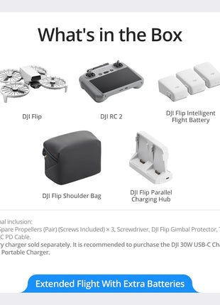 DJI Flip Fly More Combo With RC 2 Screen Remote Controller, Drone With 4K UHD Camera for Adults, Palm Takeoff, Auto Return, Intelligent Flight, 3 Batteries for 93-Min Flight Time