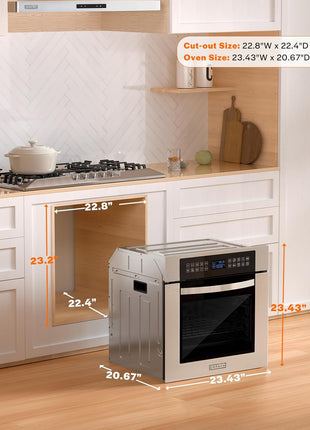Empava 24" 10 Cooking Functions W/ Rotisserie Electric LED Digital Display Touch Control Built-in Convection Single Wall Oven EMPV-24WOC02 | Deluxe 360° ROTISSERIE with Sensitive Touch Control EMPV-24WOC02