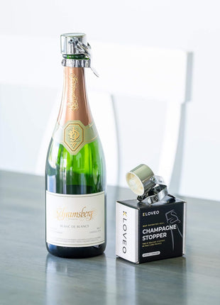 Champagne Stoppers - WAF Patented Seal - Made in Italy | Fits 750ml Bottles, No Pressure Pump Needed, Keeps Bubbles Fresh 3-5 Days, BPA Free, Easy-Lock Stainless Steel Clip