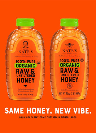Nate's Organic 100% Pure, Raw & Unfiltered Honey - USDA Certified Organic - 32oz. Squeeze Bottle