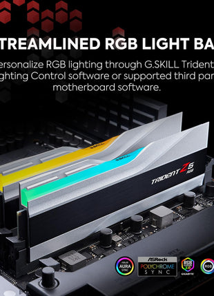 G.SKILL Trident Z5 RGB Series DDR5 RAM (Intel XMP 3.0) 48GB (2x24GB) 7200MT/s CL36-46-46-115 1.35V Desktop Computer Memory U-DIMM - Metallic Silver (F5-7200J3646F24GX2-TZ5RS)