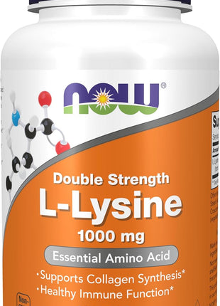 NOW Foods Supplements, (L Lysine Hydrochloride) 1,000 mg, Double Strength, Amino Acid, 100 Tablets