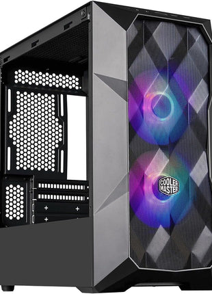 Cooler Master TD300 Mesh Micro-ATX Tower with Polygonal Mesh Front ana Removable Top Panel, ARGB/PWM Hub Tempered Glass, Dual Sickleflow PWM ARGB Lighting Fans