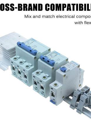 2 Piece VAMRONE Aluminum DIN Rails, 12 Inch Long, 35mm Wide, 7.5mm High, Top Hat Slotted DIN Rail with RoHS, Extra Premium Screws Included for Hardware Components Mounting