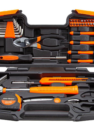 CARTMAN 39 Piece Tool Set General Household Hand Kit with Plastic Toolbox Storage Case Orange