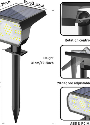 NYMPHY Solar Lights Outdoor Waterproof IP68, 56 LED 3 Lighting Modes Solar Powered Garden Yard Spot Solar Lights for Outside Landscape- 4 Pack (Cool White)
