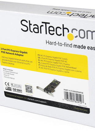 StarTech.com Dual Port PCI Express Gigabit Ethernet Network Card Adapter - 2 Port PCIe NIC 10/100/100 Server Adapter with PoE PSE , TAA (ST2000PEXPSE)