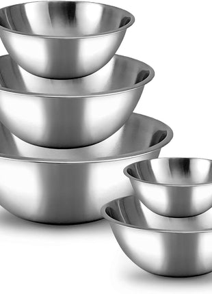 WHYSKO Meal Prep Stainless Steel Mixing Bowl (5 Piece Set) Home, Refrigerator, and Kitchen Food Storage Organizers | Ecofriendly, Heavy Duty, No Lids