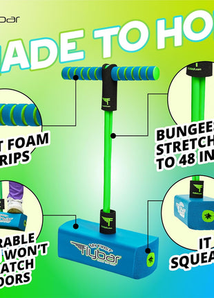 Flybar My First Foam Pogo Jumper for Kids Fun and Safe Pogo Stick, Durable Foam and Bungee Jumper for Ages 3 and up Toddler Toys, Supports up to 250lbs (Blue)
