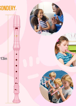 Sondery Soprano Recorder Instrument German Fingering Durable Beginner's Recorder Easy-to-Play Plastic Body Includes Fingering Chart Carry Pouch