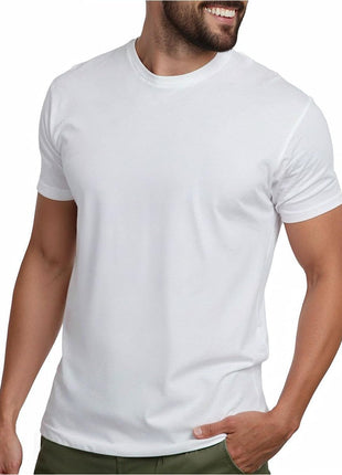 INTO THE AM Premium Men's Fitted Crewneck Essential Blank Tees - Casual Fitted Gym Fresh Classic Short Sleeve Plain Fashion Undershirts Tshirts for Guys (Black, Large)