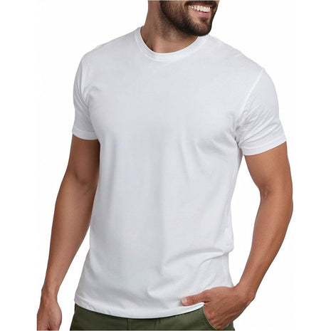 INTO THE AM Premium Men's Fitted Crewneck Essential Blank Tees - Casual Fitted Gym Fresh Classic Short Sleeve Plain Fashion Undershirts Tshirts for Guys (Black, Large)