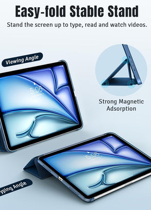TiMOVO Case for iPad Air 11 Inch M4/M3/M2, Air 5th/4th Gen 10.9",Abyss Blue | Slim Stand, Hard Translucent Back Cover, Support Touch ID, Auto Wake/Sleep