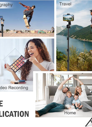 Liphisy 64" Tripod for Cell Phone & Camera, Phone Tripod with Remote and Phone Holder, Sturdy & Stable Height Adjustable Multi-Angle Shot Selfie Stick Tripod for Video Recording