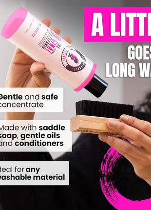 Pink Miracle Shoe Cleaner Kit with Bottle and Brush For Fabric Cleaner For Leather, Whites, Suede and Nubuck Sneakers (4 Oz)
