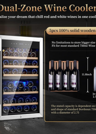 Wine Fridge 91-bottle Large Wine Cooler Refrigerators Red