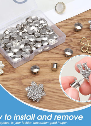 40PCS Locking Pin Back Locking Pin Keeper Clasp, Metal Pin Backing for Brooch Enamel Lapel Pin Lock