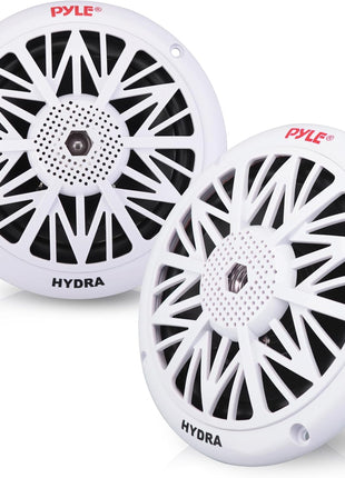 Pyle 5.25 Inch Dual Marine Speakers - 2 Way Waterproof and Weather Resistant Outdoor Audio Stereo Sound System with 150 Watt Power, Poly Carbon Cone, Cloth Surround and Low Profile Design - 1 Pair