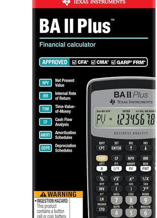 Texas Instruments BA II Plus Financial Calculator, Black Medium