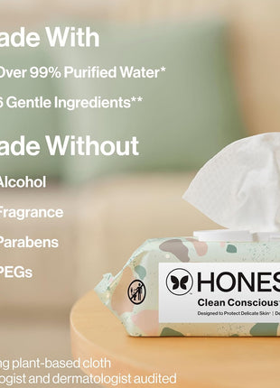 The Honest Company Hypoallergenic Multi-Use Baby Wipes for Sensitive Skin, Geo Mood, 288 Count