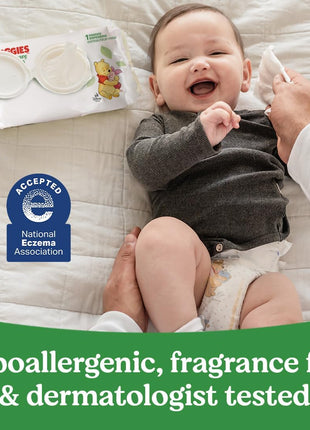 Huggies Natural Care Sensitive Baby Wipes, Unscented, Hypoallergenic, 99% Purified Water, 12 Flip-Top Packs (768 Wipes Total), Packaging May Vary