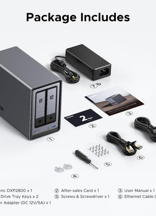 UGREEN NAS DXP2800 2-Bay, Ideal for Content Creators and Enthusiasts | Intel N100 Quad-Core CPU, 8GB DDR5 RAM, 2.5GbE, 2X M.2 NVMe Slots, 4K HDMI, Desktop NAS Network Attached Storage (Diskless)