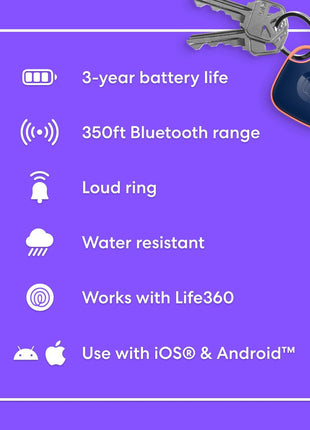 Life360 Tile - Bluetooth Tracker, Keys Finder and Item Locator for Keys, Bags and More. Phone Finder. Both iOS and Android Compatible. 1-Pack (Navy Blaze)