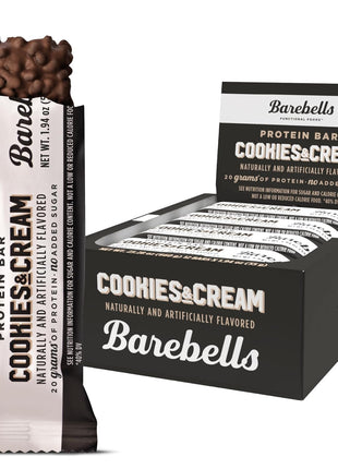 Barebells Protein Bars Cookies & Cream - 12 Count, 20g High Protein Treats - Chocolate Nutrition Bar with 1g Total Sugars - On-The-Go Breakfast or Post-Workout Snack