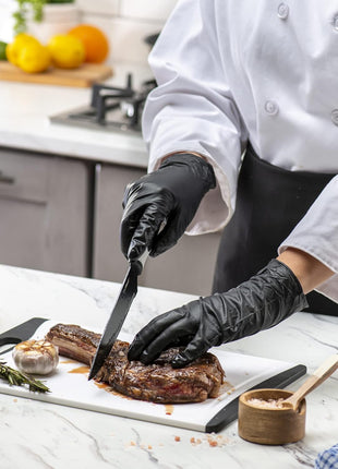 GUSTO Black Nitrile Gloves - Disposable Heavy Duty 6 Mil