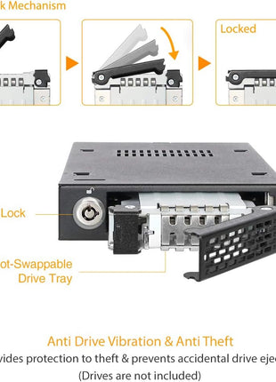 ICY DOCK 2.5" U.2 NVMe SSD PCIe 3.0/4.0 Mobile Rack for External 3.5" Drive Bay (147mm Depth) | ToughArmor MB601VK-B